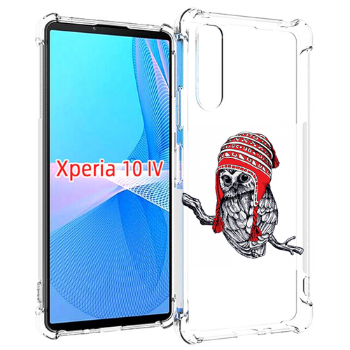 Чехол MyPads сова-в-красной-шапке-на-веточке для Sony Xperia 10 IV (10-4) задняя-панель-накладка-бампер