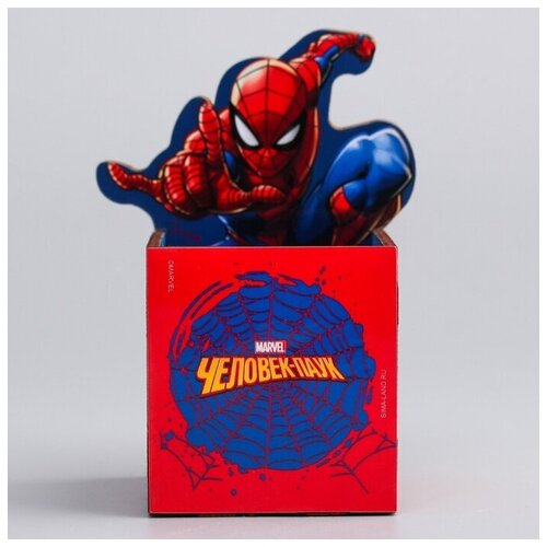 Органайзер для канцелярии Marvel Супергерой, Человек-паук, 65х70х65 мм фломастеры 24 цвета супергерой человек паук marvel