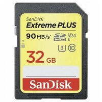 Карта памяти SanDisk Extreme Plus SD 32GB SDXC Class 10 UHS-I U3 (90/60 MB/s) (SDSDXWF-032G-GNCIN)