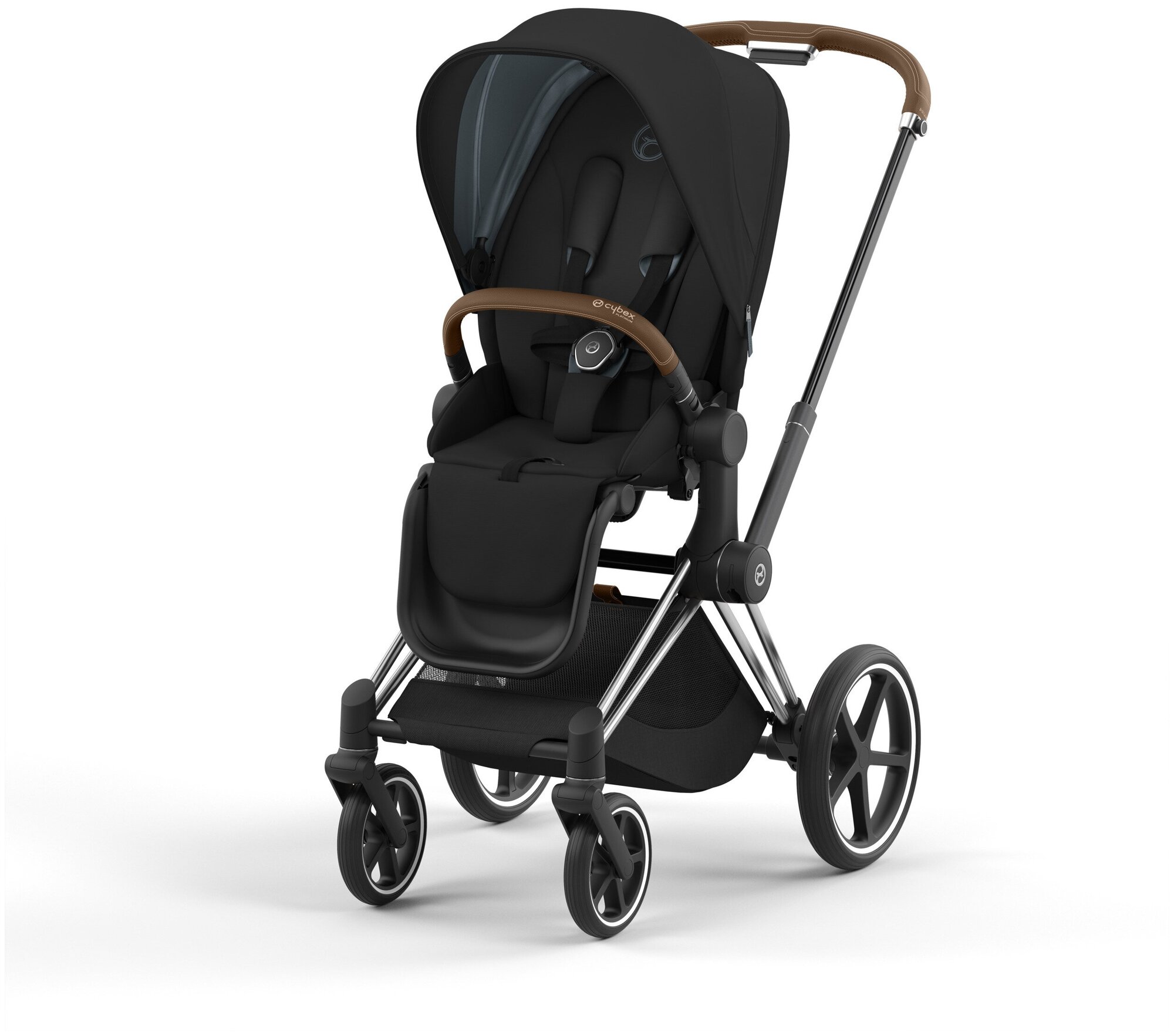 Прогулочная коляска Cybex Priam IV Deep Black на шасси IV Chrome Brown