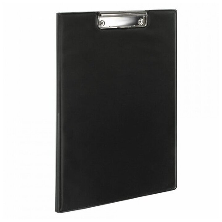 Папка-планшет Brauberg С верхним прижимом и крышкой А4 карт, ПВХ, черная (221488)