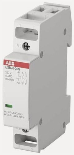 Изображение товара Контактор модульный ABB ESB 20-20N-06. 20А 2НО 230В AC/DC, 1SBE121111R0620