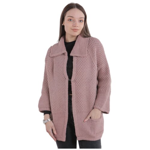 Кардиган размер 48, розовый зимний шерстяной женский новый шерстяной свободный теплый кардиган шерстяное пальто