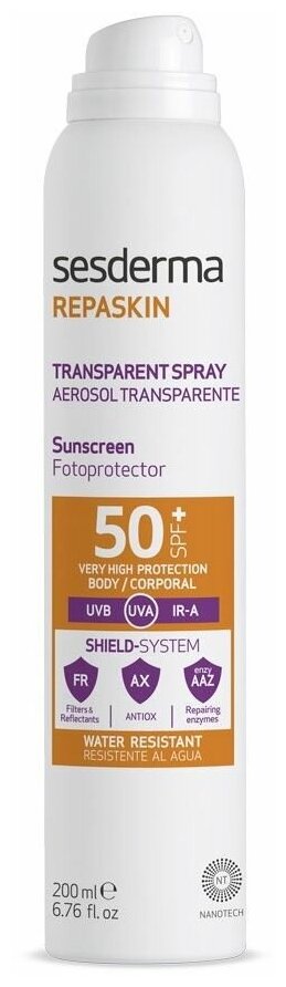 Спрей Sesderma Repaskin Transparent Spray Body Sunscreen SPF50, 200 мл (Aerosol)