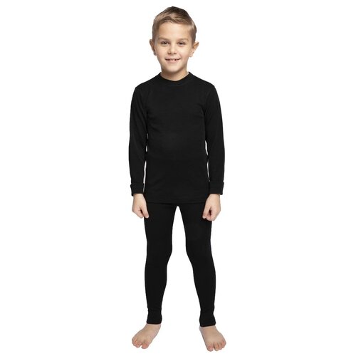 AirWool Комплект детский, фуфайка и штаны, 2 слоя (170, Чёрный)