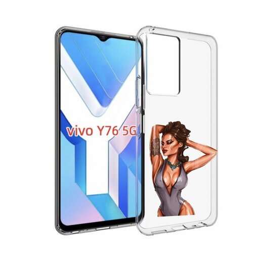 Чехол MyPads Роскошная-девушка женский для Vivo Y76 5G задняя-панель-накладка-бампер