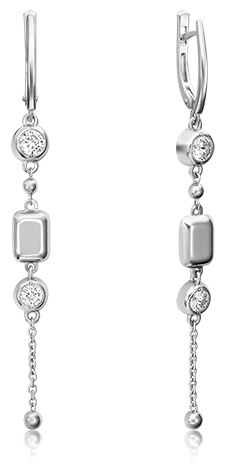 Серьги PLATINA jewelry из серебра 925 пробы с фианитом 