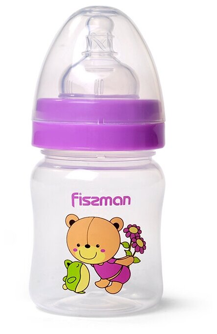 Fissman Бутылочка пластиковая с широким горлом 120 мл 688468856886, с рождения, фиолетовый