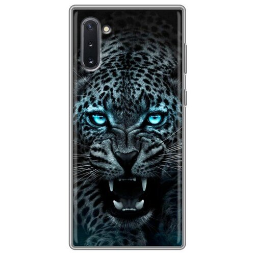 Дизайнерский силиконовый чехол для Самсунг Гэлакси Ноут 10 / Samsung Galaxy Note 10 Темный леопард