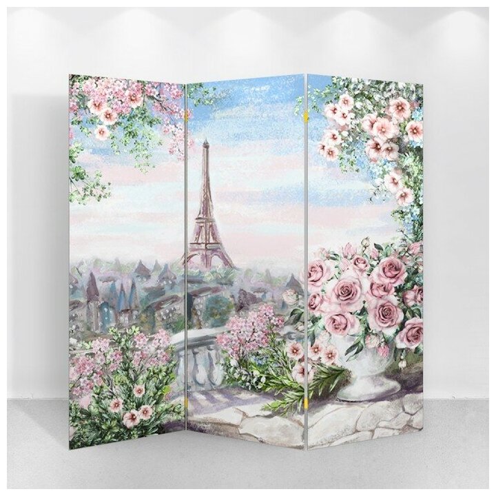 Ширма "Картина маслом. Розы и Париж" 150 х 160 см