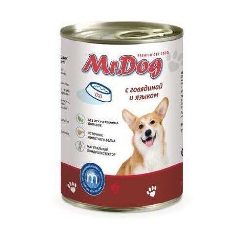 Консервы для собак Mr.Dog с говядиной и языком 410 г.