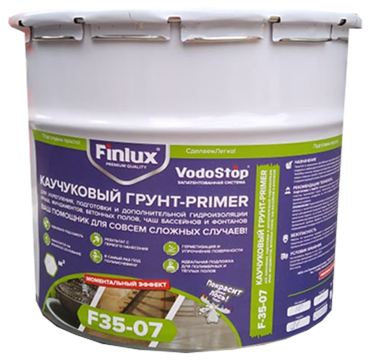 Каучуковый полиуретановая грунтовка для бетонного пола гидроизоляции укрепления обеспыливании бетонных полов Finlux VodoStop F35-07 10 кв. м
