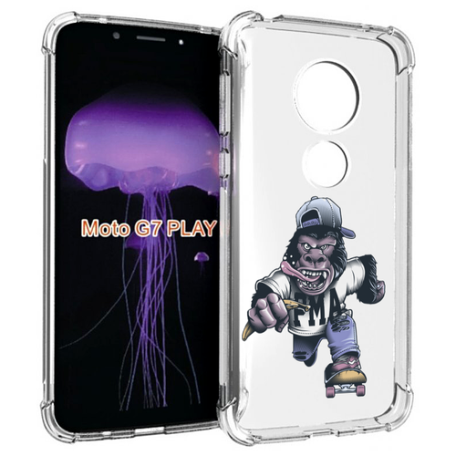 Чехол MyPads Обезьяна на скейте для Motorola Moto G7 Play задняя-панель-накладка-бампер