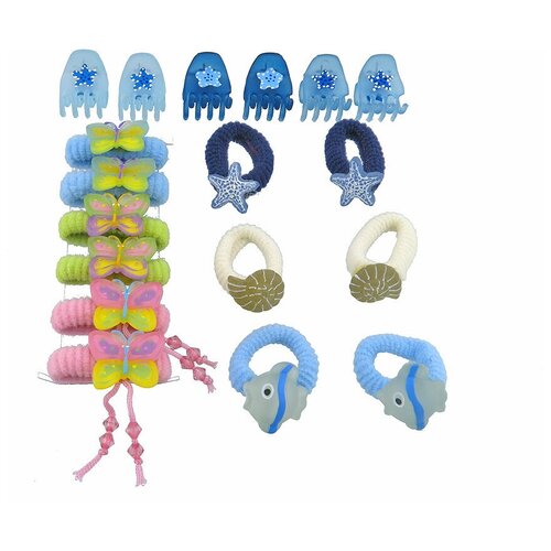 Набор аксессуаров для волос детский Magie Accessoires голубой, мультицветный резинки 6 штук