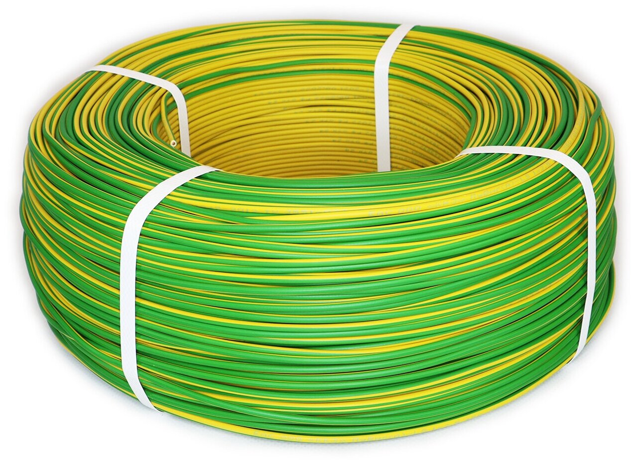 Провод ПуВ 1х2,5 ГОСТ Калужский кабельный завод. Желто-зелёный. 50 метров - фотография № 2