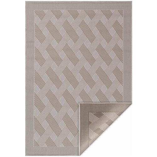 Ковер на пол, циновка 1,6 на 2,3 м в гостиную, прихожую, на кухню, двусторонняя, безворсовая, бежевая, коричневая, серая Flat 4817-24122