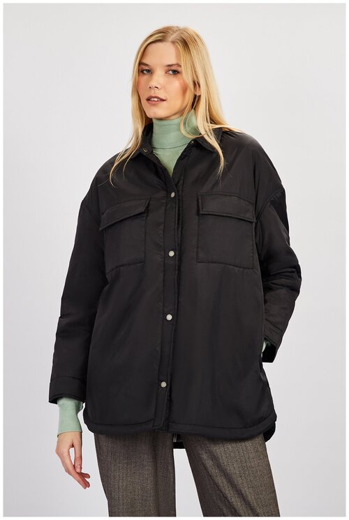 куртка-рубашка  Baon, демисезон/зима, средней длины, силуэт прямой, без капюшона, карманы, стеганая, водонепроницаемая, вентиляция, ветрозащитная, утепленная, размер 50, черный