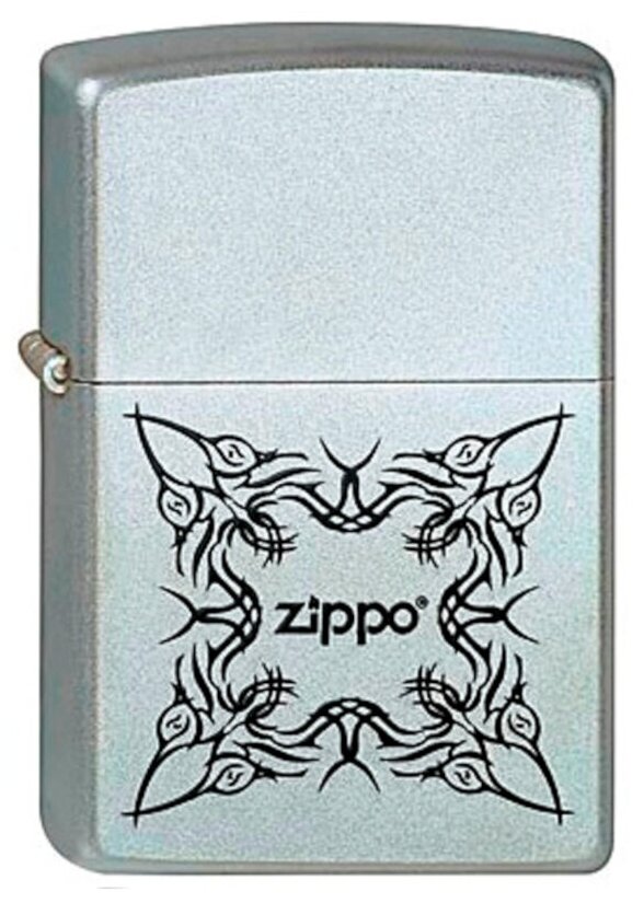 Зажигалка Zippo 205 бензиновая Tattoo Design Satin Chrome - фотография № 1