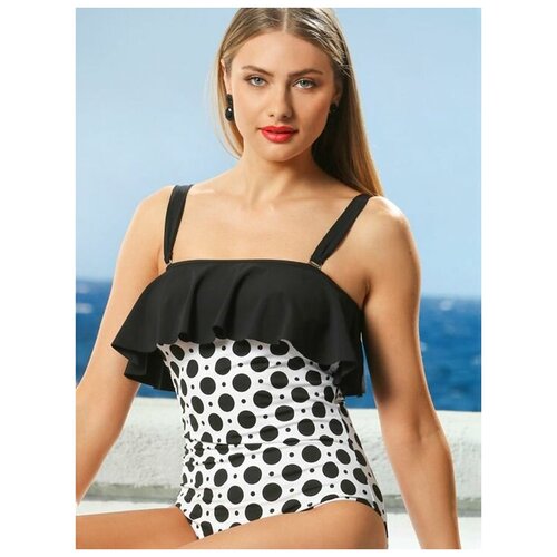 Слитный купальник с оборкой на лифе