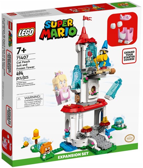 Конструктор LEGO Super Mario 71407 Cat Peach Suit and Frozen Tower Наряд Пич-кошки и Ледяная башня, 494 дет.