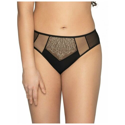 фото Трусики-слипы с изысканной вышивкой в виде веточек ava | черный | l ava lingerie