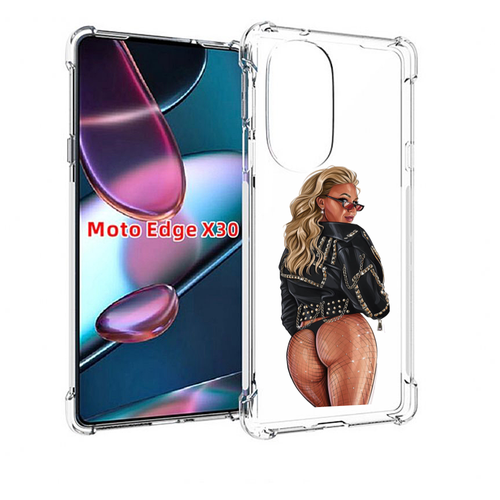 Чехол MyPads девушка в чулках полуголая женский для Motorola Moto Edge X30 задняя-панель-накладка-бампер