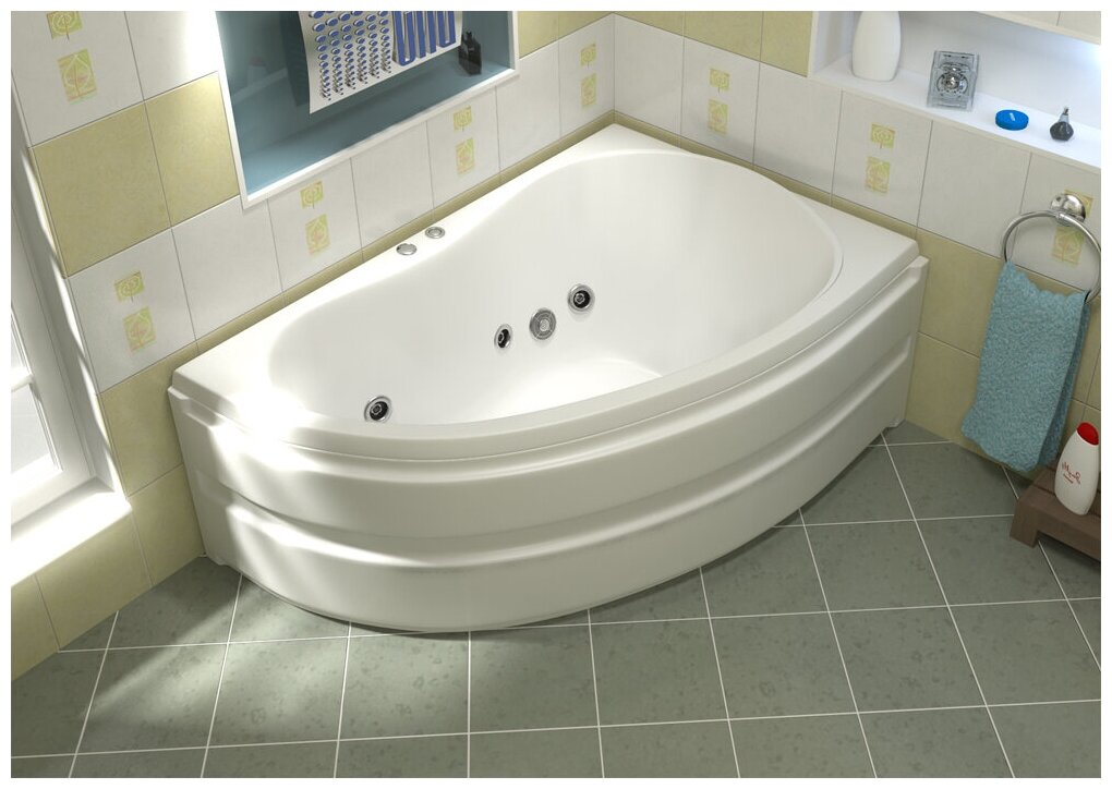 Ванна BAS Алегра 150x90 с гидромассажем акрил угловая — купить по ...