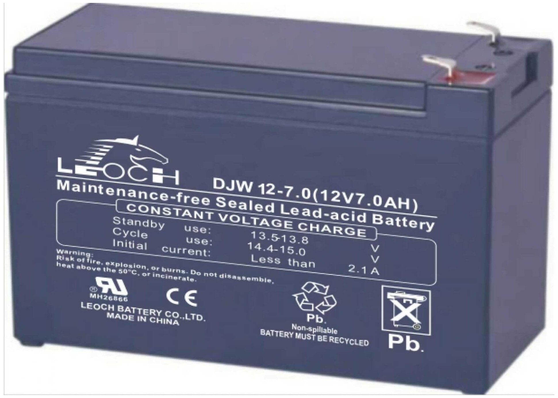 Свинцово-кислотный аккумулятор LEOCH DJW12-7.0 (12В 7Ач / 12V 7Ah)