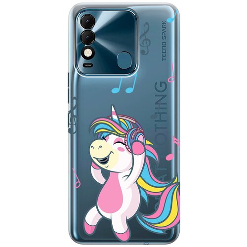 Силиконовый чехол с принтом Musical Unicorn для Tecno Spark 8 / Техно Спарк 8 силиконовый чехол с принтом musical unicorn для tecno spark 10 pro техно спарк 10 про