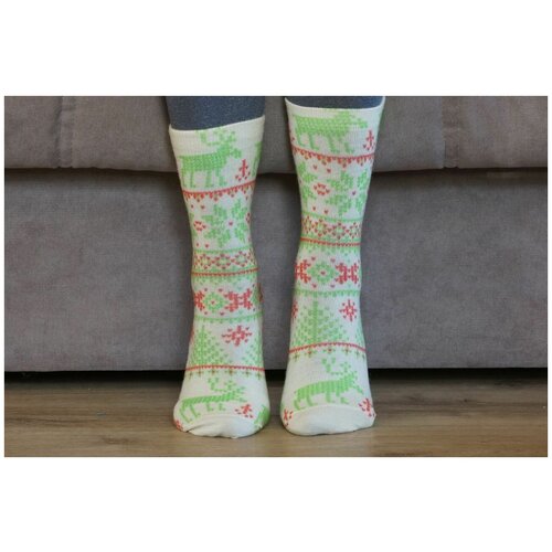 фото Носки шерстянки базовая коллекция, размер 42/45, зеленый, красный