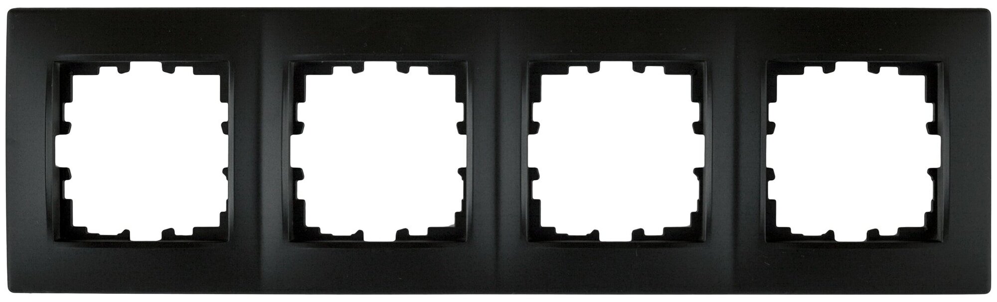 Рамка для розеток и выключателей Lexman Виктория сферическая 4 поста цвет чёрный бархат матовый