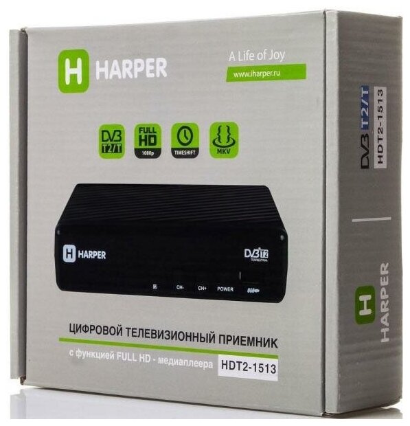 Ресивер DVB-T2 HARPER , черный - фото №11
