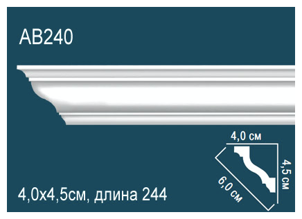 Карниз Perfect потолочный 40x45 мм полиуретановый плинтус под покраску AB240-1 шт