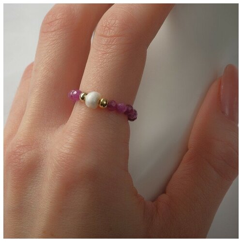 фото Буть первым кольцо бусина "корунд" под рубин, 16 размер mikimarket