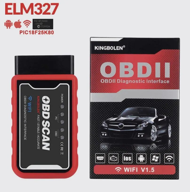 Автосканер OBD2 ELM327 v1.5 WI-Fi PIC18F25K80