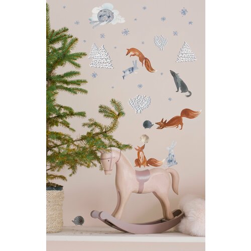 Интерьерная наклейка на стену Лесные звери на Новый год 861₽