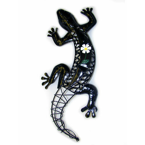 Настенный декор из металла Ящерица Агама Черная