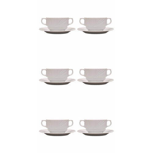 Набор из 6 бульонных чашек "Arcadia" 14х10х5,5 см, 320 мл, белый, фарфор, Lubiana, 0517