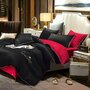 Комплект постельного белья Good Sleep из Сатина Евро Однотонное Хлопок Простыня 220x240 см Черный Красный