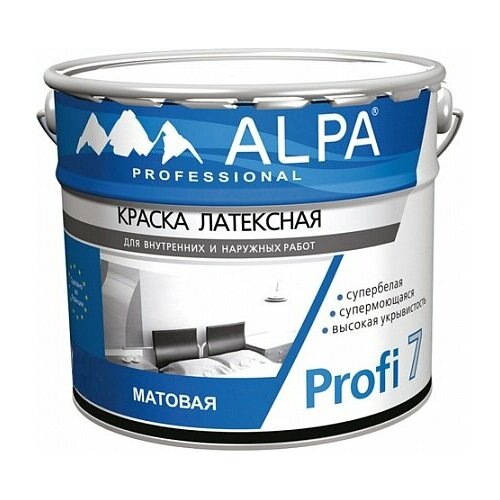 Краска латексная супермоющаяся супербелая Alpa Profi 7 500 мл супербелая 900₽