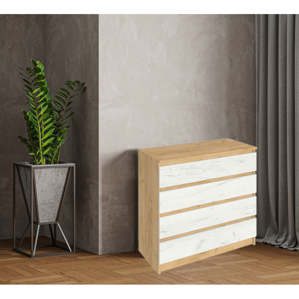 фото Комод ARNIKA Зара 4 ящика, дуб крафт золотой/крафт белый