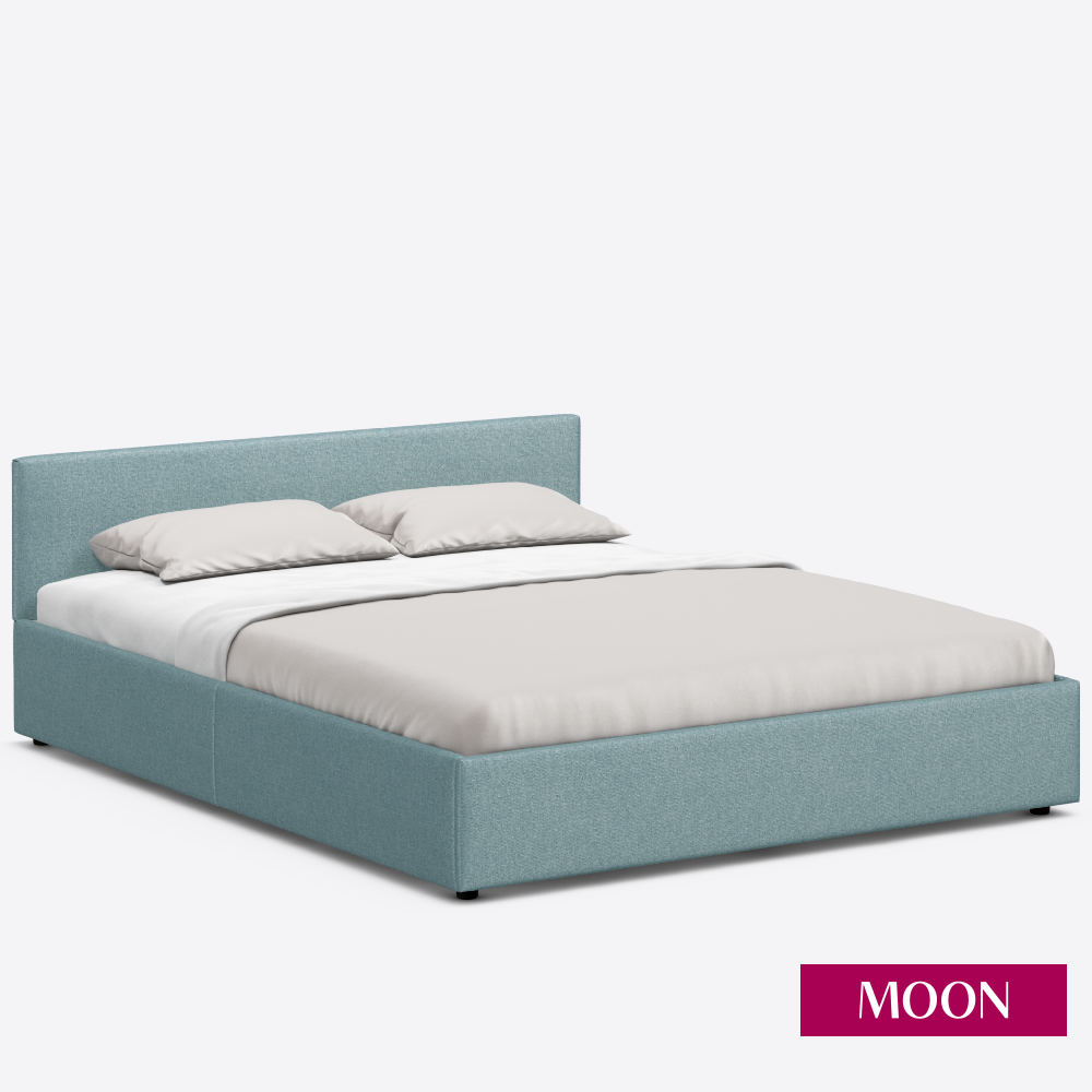 Кровать двуспальная с подъемным механизмом, MOON FAMILY 1250, размер 140х200 см, рогожка бирюзовая. Ортопедическое основание в комплекте