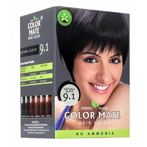 Краска для волос Color Mate, цвет натуральный Черный Тон 9.1 без аммиака, 5 шт. х 15 г