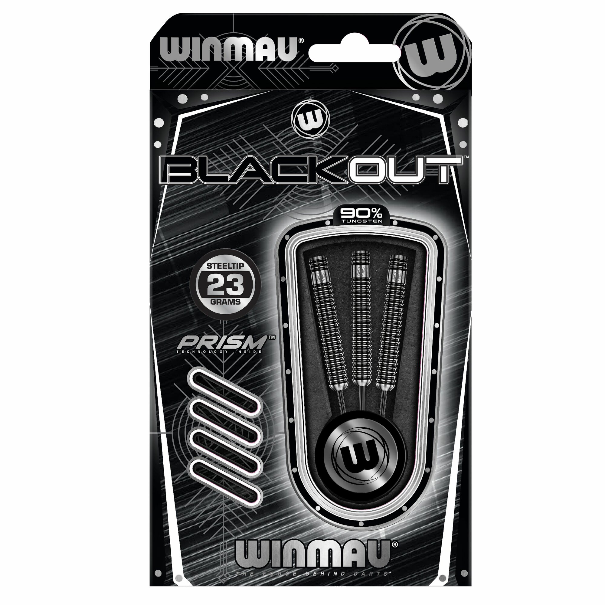 Дротики (вольфрам 90%, 23гр) WINMAU BLACKOUT Steeltip для игры в Дартс (профессиональный уровень) — фото 1
