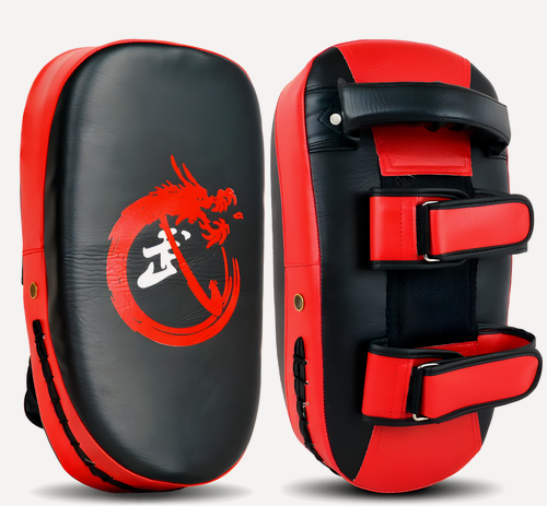 Изображение товара Лапы боксерские изогнутые Kai Lun утолщенные, черный/красный