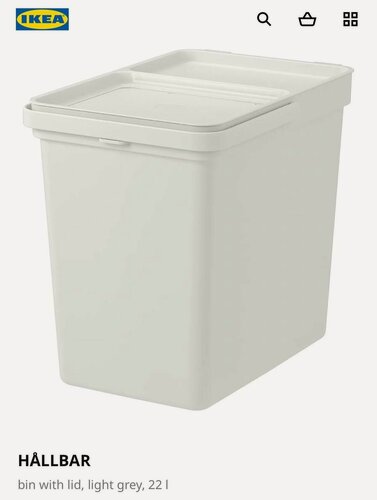 Изображение товара Контейнер для сортировки мусора IKEA HÅLLBAR, пластик, 22 л, светло-серый