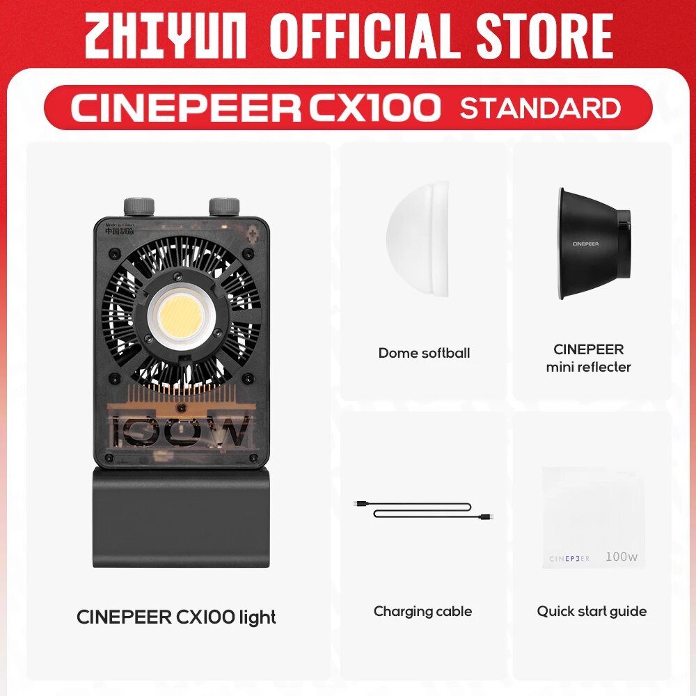 Официальный карманный светильник ZHIYUN CINEPEER CX100 100 Вт, портативный светодиодный светильник COB, заполняющий свет для фотографий, освещение для фотосъемки