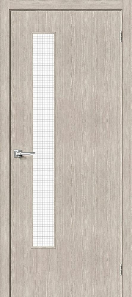 Межкомнатная Дверь с Экошпоном Bravo Браво-9 Cappuccino Melinga / Wired Glass 125 600x2000мм (Полотно 1шт) / Браво.