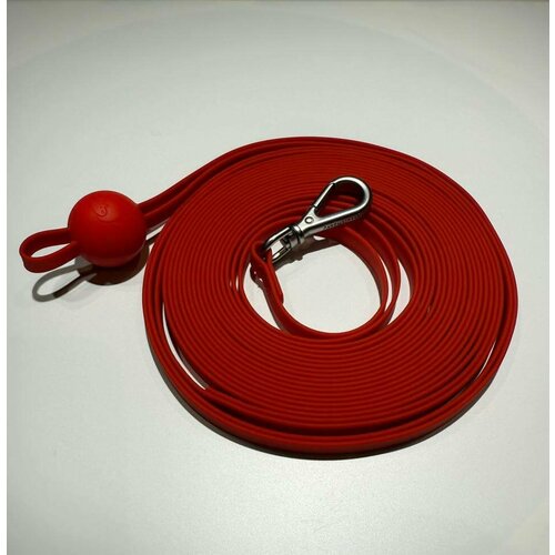 Поводок регулируемый для собак мелких пород и кошек, перестежка IN GOOD COMPANY (Слим/ 6м /Настоящий Красный)