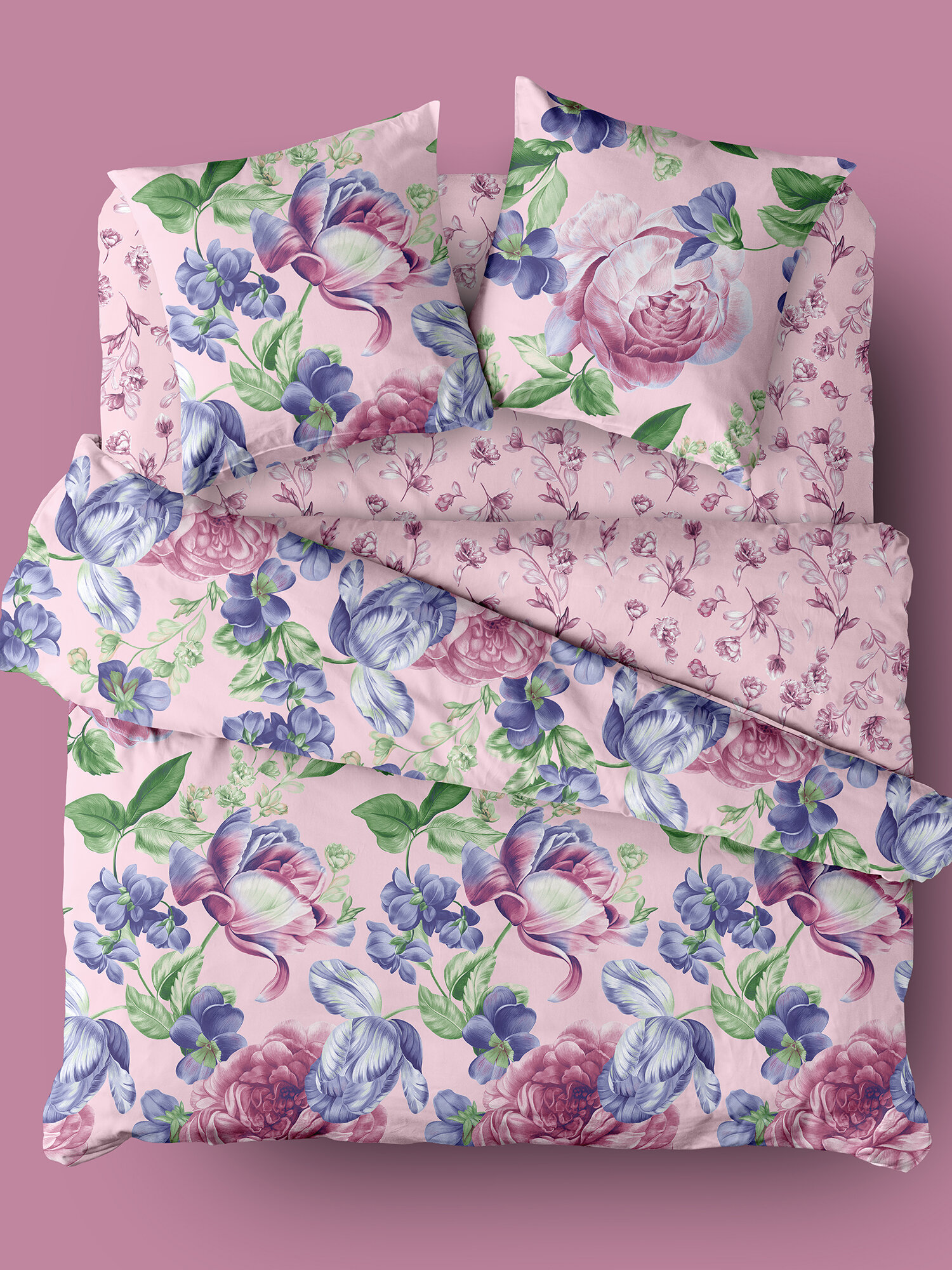 Mia Cara Наволочки, Поплин, 70х70 / Комплект наволочек, Peony & Tulip, рис. 37111-6, 2 шт